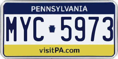 PA license plate MYC5973