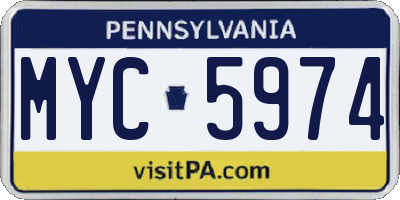 PA license plate MYC5974