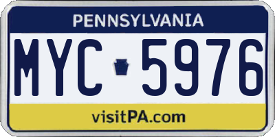 PA license plate MYC5976