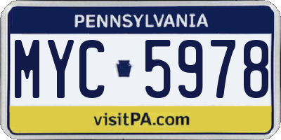 PA license plate MYC5978