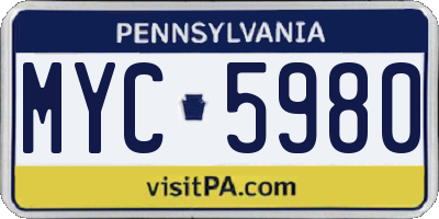 PA license plate MYC5980