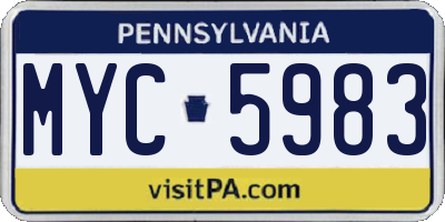 PA license plate MYC5983
