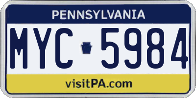 PA license plate MYC5984