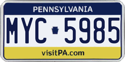 PA license plate MYC5985