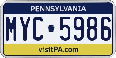 PA license plate MYC5986
