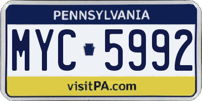 PA license plate MYC5992