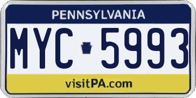 PA license plate MYC5993