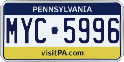 PA license plate MYC5996