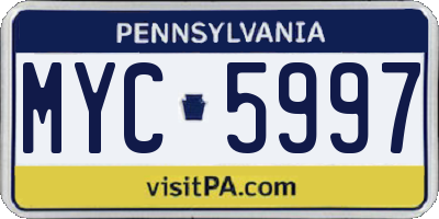PA license plate MYC5997