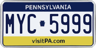 PA license plate MYC5999
