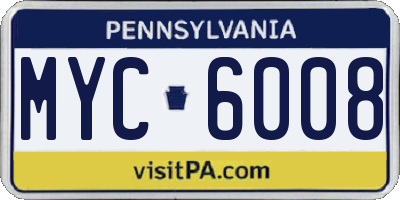 PA license plate MYC6008