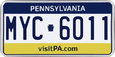 PA license plate MYC6011