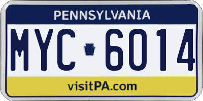 PA license plate MYC6014
