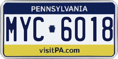 PA license plate MYC6018