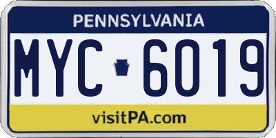 PA license plate MYC6019