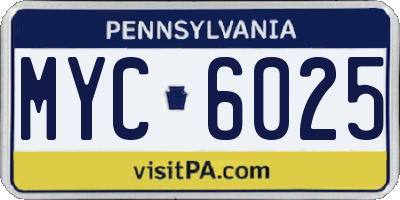 PA license plate MYC6025