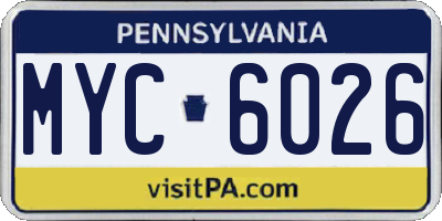 PA license plate MYC6026