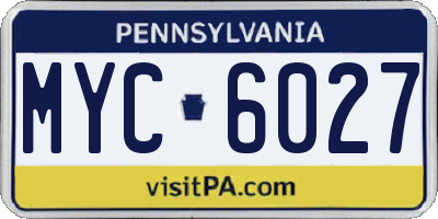 PA license plate MYC6027