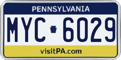 PA license plate MYC6029