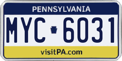 PA license plate MYC6031