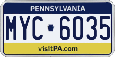 PA license plate MYC6035