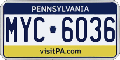 PA license plate MYC6036
