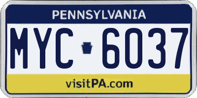 PA license plate MYC6037
