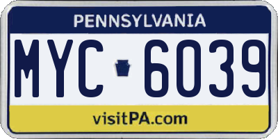 PA license plate MYC6039