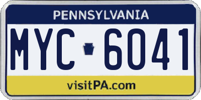 PA license plate MYC6041