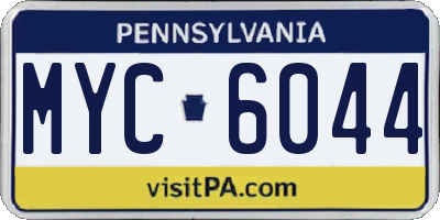 PA license plate MYC6044