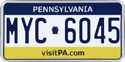 PA license plate MYC6045