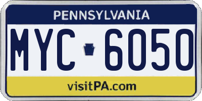 PA license plate MYC6050