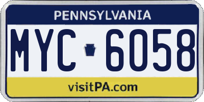 PA license plate MYC6058