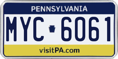 PA license plate MYC6061
