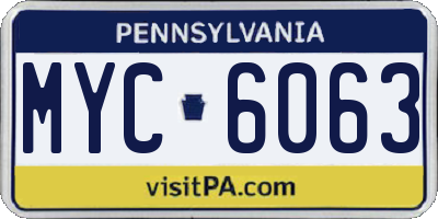 PA license plate MYC6063