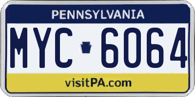 PA license plate MYC6064