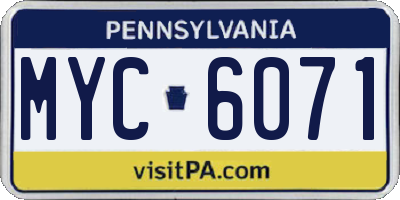 PA license plate MYC6071