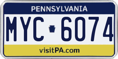 PA license plate MYC6074