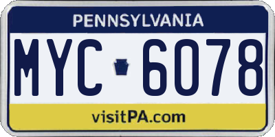 PA license plate MYC6078