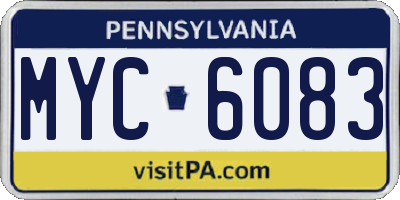 PA license plate MYC6083