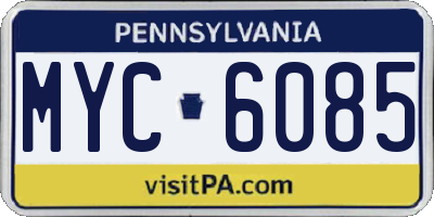 PA license plate MYC6085