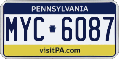 PA license plate MYC6087