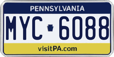 PA license plate MYC6088
