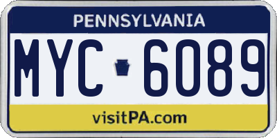 PA license plate MYC6089