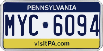 PA license plate MYC6094