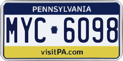 PA license plate MYC6098