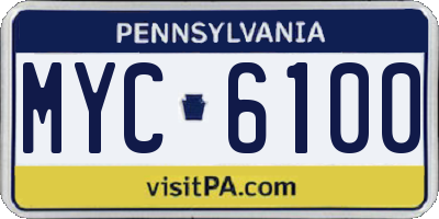 PA license plate MYC6100