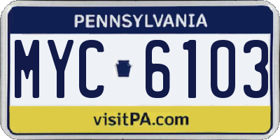 PA license plate MYC6103