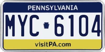 PA license plate MYC6104