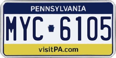 PA license plate MYC6105